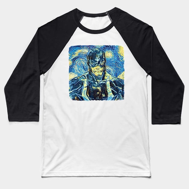 Black bolt Van Gogh Style Baseball T-Shirt by todos